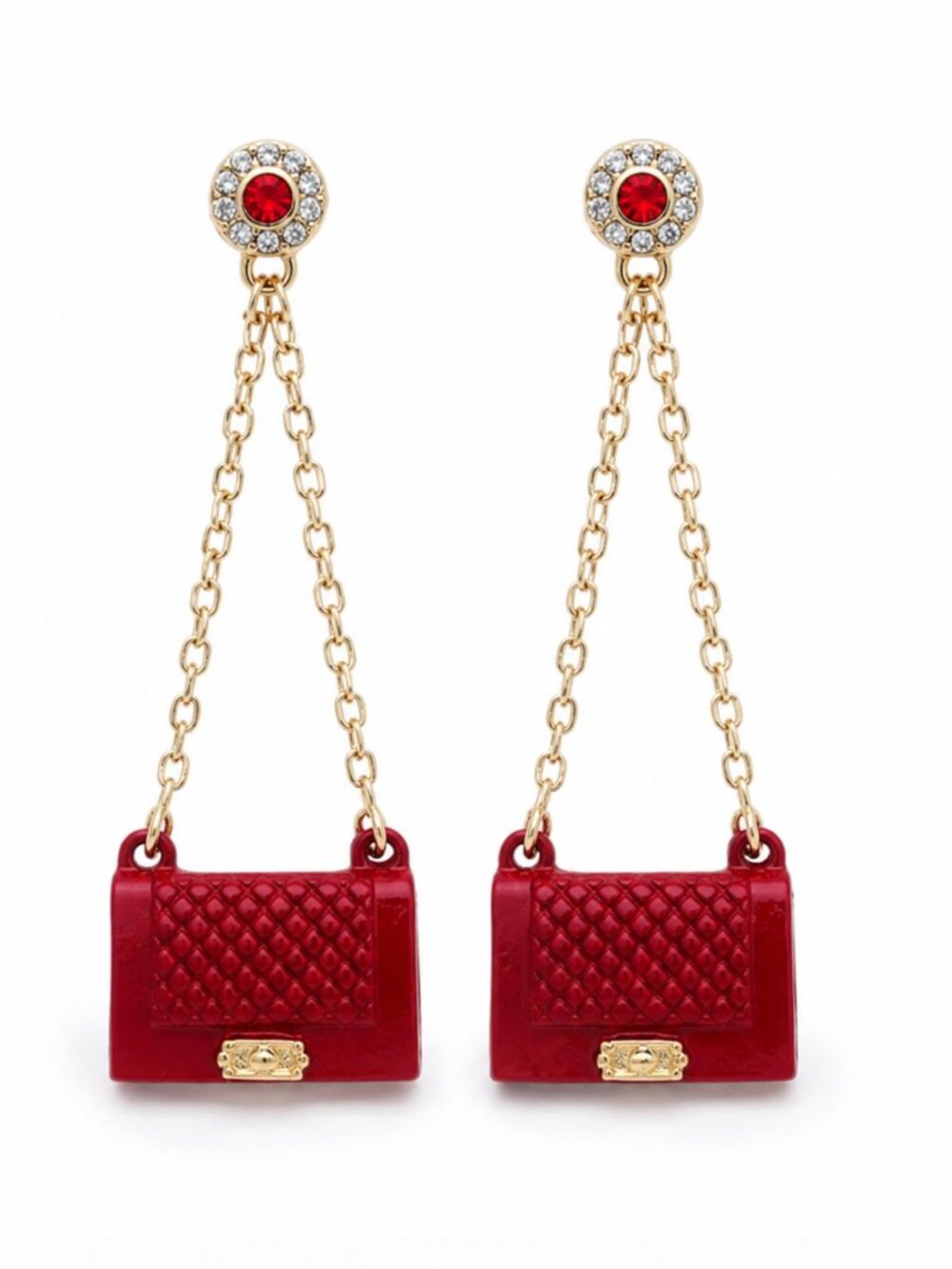 NWT Red Handbag Chain Drop Earrings
